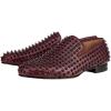 imageFSJ Mens ampamp Womens Trendy Spiked Rivets Studded Loafers Shoes Round Toe Low Heel Comfort Slip On Unisex Dress Smoking Slipper Size 714 USDark Red