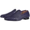 imageFSJ Mens ampamp Womens Trendy Spiked Rivets Studded Loafers Shoes Round Toe Low Heel Comfort Slip On Unisex Dress Smoking Slipper Size 714 USNavy