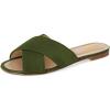 imageFSJ Women Casual Open Toe Sandals Low Heels Suede Mules Cross Strap Flats Shoes Size 415 USOlive