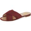 imageFSJ Women Casual Open Toe Sandals Low Heels Suede Mules Cross Strap Flats Shoes Size 415 USWine