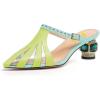 imageFSJ Women Comfort Closed Toe Slip On Mules Crystal Low Block Heel Slide Sandals Bridal Evening Party Dress Shoes Size 415 USYellow