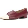 imageFSJ Women Elegant Square Closed Toe Pumps Ballet Slip on Flats Cap Toe Mules Slide Leather Patchwork Ladies Office Dress Shoes Size 415 USRed Beige