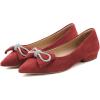 imageFSJ Women Fashion Sparkling Crystal Bowknot Chic Chain Comfortable Slip on Pointed Toe Low Heels Chunky Ballet Flats Dress Party Office Shoes Size 415 USRed