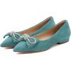 imageFSJ Women Fashion Sparkling Crystal Bowknot Chic Chain Comfortable Slip on Pointed Toe Low Heels Chunky Ballet Flats Dress Party Office Shoes Size 415 USSky Blue
