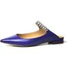 imageFSJ Women Leather Pointed Toe Flat Mules with Rhinestone Comfortable Slip on Low Heel Slide Sandal Shoes Size 412 USPurple