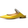 imageFSJ Women Leather Pointed Toe Flat Mules with Rhinestone Comfortable Slip on Low Heel Slide Sandal Shoes Size 412 USYellow