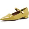 imageFSJ Women Pointed Toe Mary Jane Flats Block Chunky Low Heel Pumps Slip On Buckle Solid Color Classic Party Prom Dress Shoes Size 415 USYellow