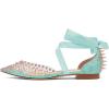 imageFSJ Women Rivets Pointed Toe Lace up Dorsay Flats Sandals Low Heel Pumps Party Prom Shoes Size 415 USTurquoise