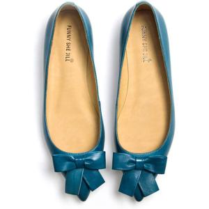 imageFSJ Pointed Toe Flat Loafers for Women Block Low Heel Bowknot Pumps Comfortable Slipon Outfit Office ShoesBlue