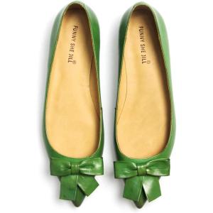 imageFSJ Pointed Toe Flat Loafers for Women Block Low Heel Bowknot Pumps Comfortable Slipon Outfit Office ShoesGreen