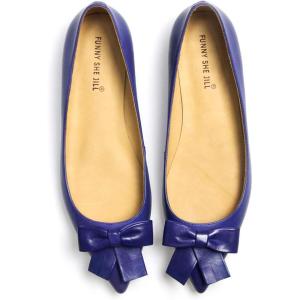 imageFSJ Pointed Toe Flat Loafers for Women Block Low Heel Bowknot Pumps Comfortable Slipon Outfit Office ShoesPurple