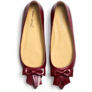imageFSJ Pointed Toe Flat Loafers for Women Block Low Heel Bowknot Pumps Comfortable Slipon Outfit Office ShoesWine Red
