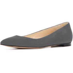 imageFSJ Women Casual Slip On Ballet Shoes Faux Suede Flats Low Heels Pointed Toe Dress Shoes Size 415 USGrey