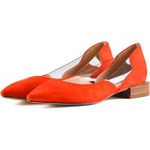 imageFSJ Women Comfort Pointed Toe Low Heel Flat Pumps Slip On Party Dress Walking Casual Office Shoes Size 415 USOrangered