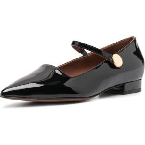 imageFSJ Women Pointed Toe Mary Jane Flats Block Chunky Low Heel Pumps Slip On Buckle Solid Color Classic Party Prom Dress Shoes Size 415 USBlack