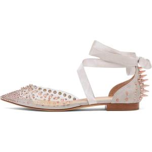 imageFSJ Women Rivets Pointed Toe Lace up Dorsay Flats Sandals Low Heel Pumps Party Prom Shoes Size 415 USGrey