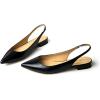 imageFSJ Pointed Toe Slingback Flats Low Square Heel Slide Sandals Comfortable Slip on Walking Office ShoesBlack