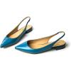 imageFSJ Pointed Toe Slingback Flats Low Square Heel Slide Sandals Comfortable Slip on Walking Office ShoesBlue