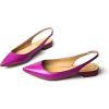 imageFSJ Pointed Toe Slingback Flats Low Square Heel Slide Sandals Comfortable Slip on Walking Office ShoesFuchsia