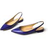 imageFSJ Pointed Toe Slingback Flats Low Square Heel Slide Sandals Comfortable Slip on Walking Office ShoesPurple
