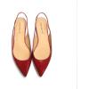 imageFSJ Pointed Toe Slingback Flats Low Square Heel Slide Sandals Comfortable Slip on Walking Office ShoesRed