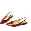 imageFSJ Pointed Toe Slingback Flats Low Square Heel Slide Sandals Comfortable Slip on Walking Office ShoesRed