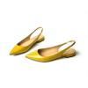 imageFSJ Pointed Toe Slingback Flats Low Square Heel Slide Sandals Comfortable Slip on Walking Office ShoesYellow