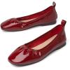 imageFSJ Women Comfy Slip on Ballet Flats Square Closed Toe Slide Pumps Patent Leather Elastic Dress Shoes Size 415 USRed