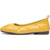 imageFSJ Women Comfy Slip on Ballet Flats Square Closed Toe Slide Pumps Patent Leather Elastic Dress Shoes Size 415 USYellow