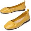 imageFSJ Women Comfy Slip on Ballet Flats Square Closed Toe Slide Pumps Patent Leather Elastic Dress Shoes Size 415 USYellow