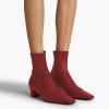 imageFSJ Women Low Chunky Heel Ankle Boots Square Toe Side Zipper Soft Stretch Sock Booties Comfy Casual Party Shoes Size 416 USRed