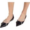 imageFSJ Women Trendy Pointed Toe Ballet Flats Crystal Crossover Straps Slip On Walking Shopping Girls Shoes Size 415 M USBlack
