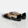imageFSJ Women Trendy Pointed Toe Ballet Flats Crystal Crossover Straps Slip On Walking Shopping Girls Shoes Size 415 M USBlack Patent