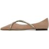 imageFSJ Women Trendy Pointed Toe Ballet Flats Crystal Crossover Straps Slip On Walking Shopping Girls Shoes Size 415 M USBrown Suede