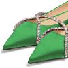imageFSJ Women Trendy Pointed Toe Ballet Flats Crystal Crossover Straps Slip On Walking Shopping Girls Shoes Size 415 M USGreen