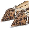 imageFSJ Women Trendy Pointed Toe Ballet Flats Crystal Crossover Straps Slip On Walking Shopping Girls Shoes Size 415 M USLeopard