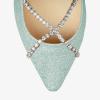 imageFSJ Women Trendy Pointed Toe Ballet Flats Crystal Crossover Straps Slip On Walking Shopping Girls Shoes Size 415 M USLight Green Glitter