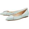 imageFSJ Women Trendy Pointed Toe Ballet Flats Crystal Crossover Straps Slip On Walking Shopping Girls Shoes Size 415 M USLight Green Glitter