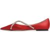 imageFSJ Women Trendy Pointed Toe Ballet Flats Crystal Crossover Straps Slip On Walking Shopping Girls Shoes Size 415 M USRed