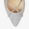 imageFSJ Women Trendy Pointed Toe Ballet Flats Crystal Crossover Straps Slip On Walking Shopping Girls Shoes Size 415 M USSilver Glitter