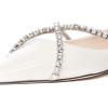 imageFSJ Women Trendy Pointed Toe Ballet Flats Crystal Crossover Straps Slip On Walking Shopping Girls Shoes Size 415 M USWhite