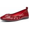 imageFSJ Women Comfy Slip on Ballet Flats Square Closed Toe Slide Pumps Patent Leather Elastic Dress Shoes Size 415 USRed