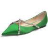 imageFSJ Women Trendy Pointed Toe Ballet Flats Crystal Crossover Straps Slip On Walking Shopping Girls Shoes Size 415 M USGreen