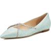 imageFSJ Women Trendy Pointed Toe Ballet Flats Crystal Crossover Straps Slip On Walking Shopping Girls Shoes Size 415 M USLight Green Glitter