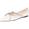 imageFSJ Women Trendy Pointed Toe Ballet Flats Crystal Crossover Straps Slip On Walking Shopping Girls Shoes Size 415 M USWhite