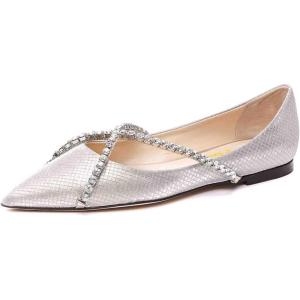 imageFSJ Women Trendy Pointed Toe Ballet Flats Crystal Crossover Straps Slip On Walking Shopping Girls Shoes Size 415 M USLavender