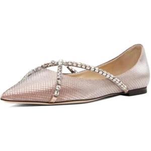 imageFSJ Women Trendy Pointed Toe Ballet Flats Crystal Crossover Straps Slip On Walking Shopping Girls Shoes Size 415 M USPink