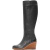 imageFSJ Women Comfortable Side Zipper Wedge High Heel Point Toe Fancy Pull On Ladies Fashion Winter Boot Size 415 USBlack
