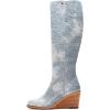imageFSJ Women Comfortable Side Zipper Wedge High Heel Point Toe Fancy Pull On Ladies Fashion Winter Boot Size 415 USBlue Line