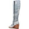 imageFSJ Women Comfortable Side Zipper Wedge High Heel Point Toe Fancy Pull On Ladies Fashion Winter Boot Size 415 USBlue Line